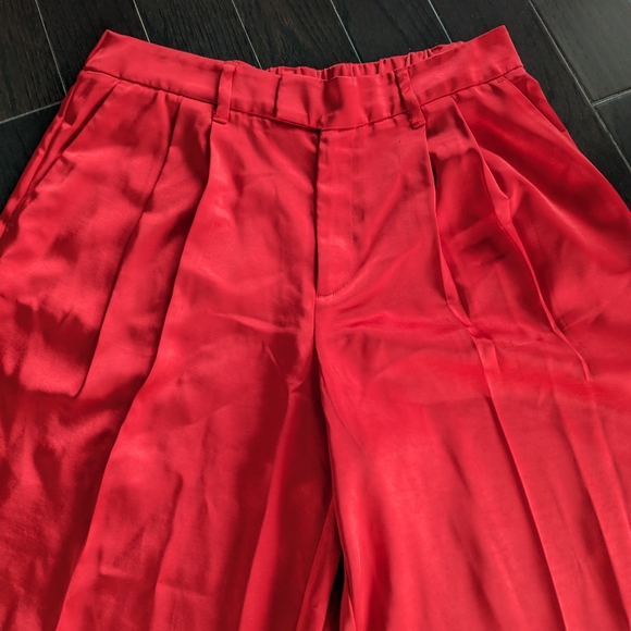 Red Satin Wide Leg Pants - Picture 9 of 12